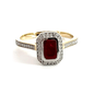 9CT Yellow Gold Ruby & Diamond Ring Halo Aces Jewellers 