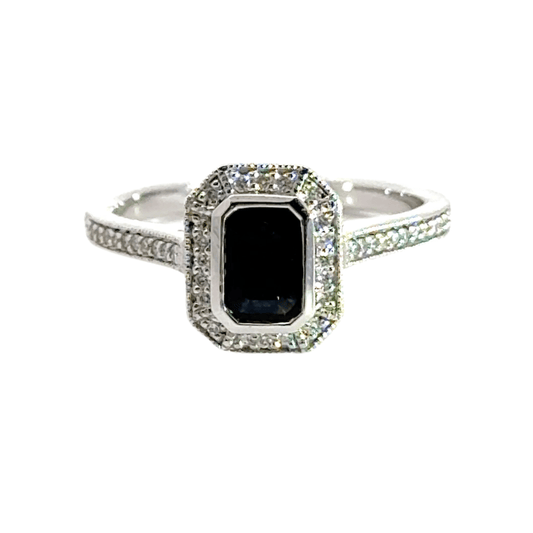 9CT White Gold Diamond Sapphire Ring Aces Jewellers 