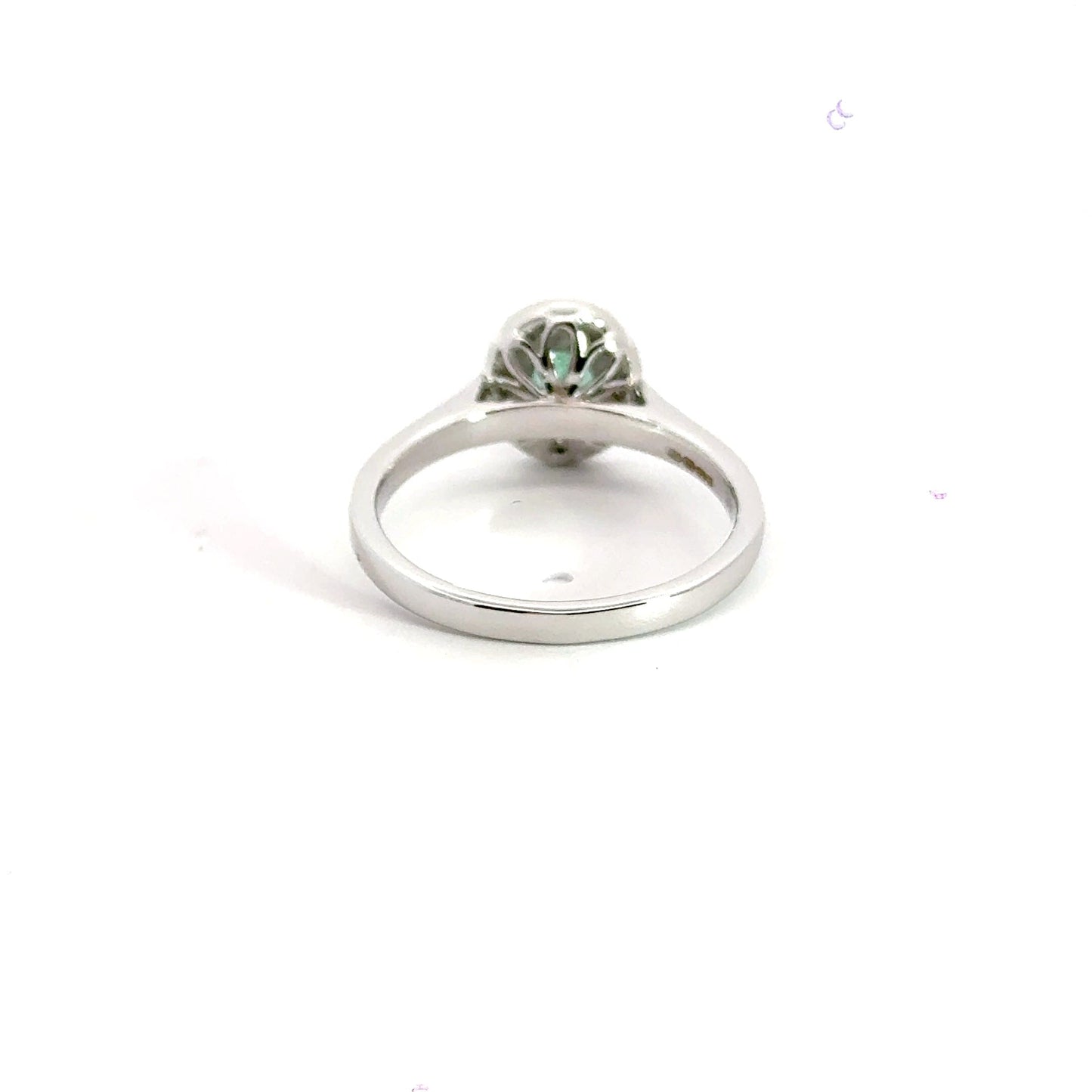 9CT White Gold Emerald Diamond Ring Halo Aces Jewellers 