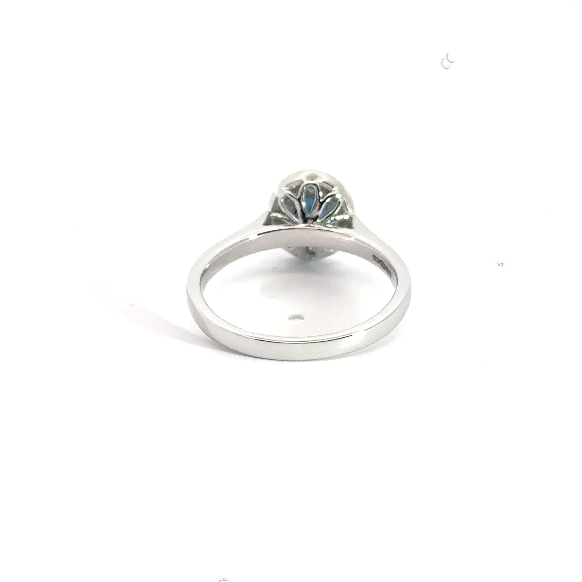 9CT White Gold Sapphire Diamond Halo Ring Aces Jewellers 