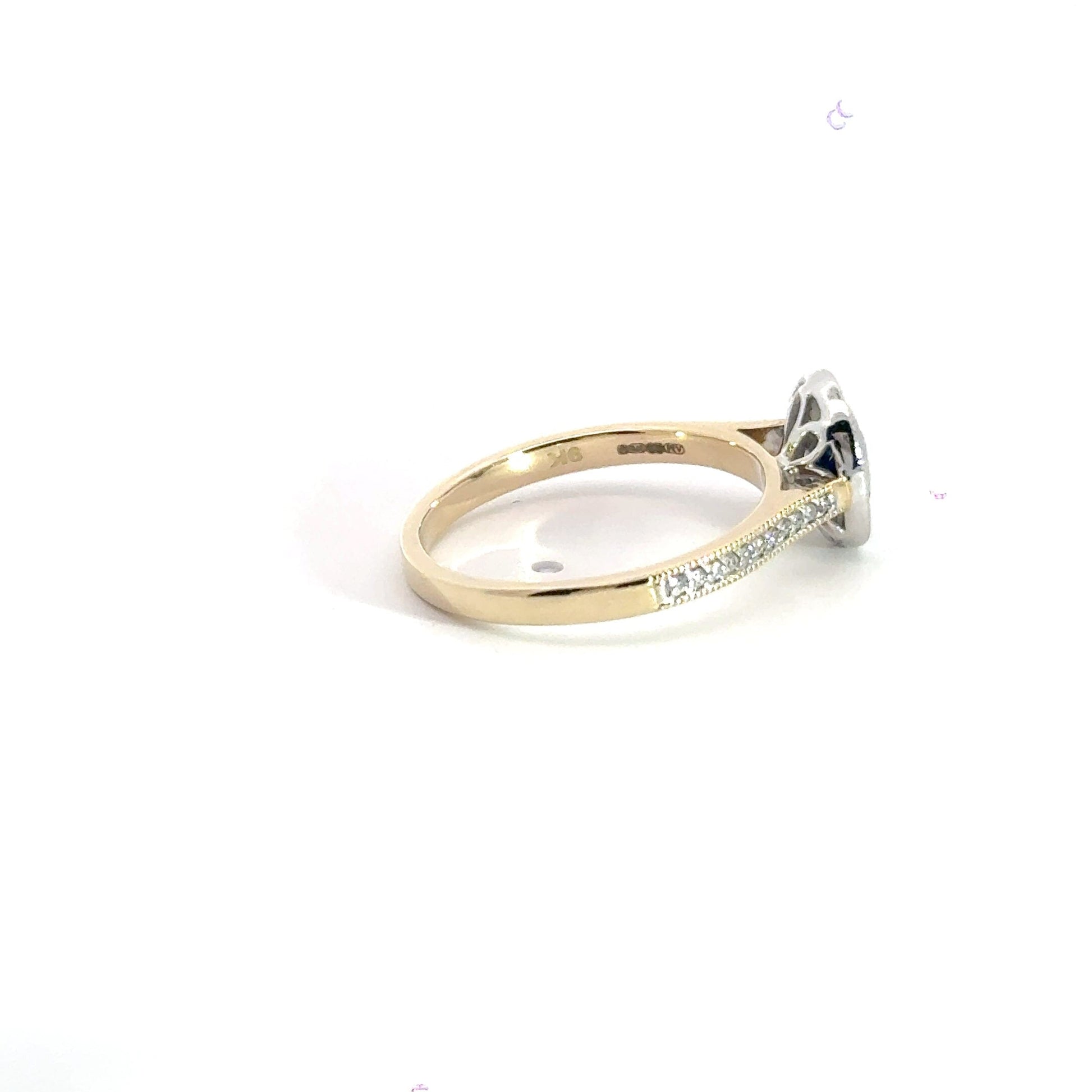 9CT Yellow Gold / White Gold Sapphire Diamond Ring Aces Jewellers 