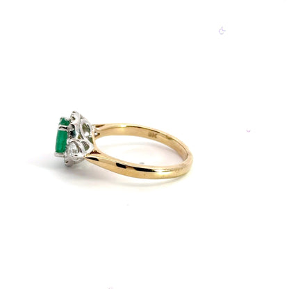 9CT Emerald Diamond Ring Halo Trilogy Aces Jewellers 