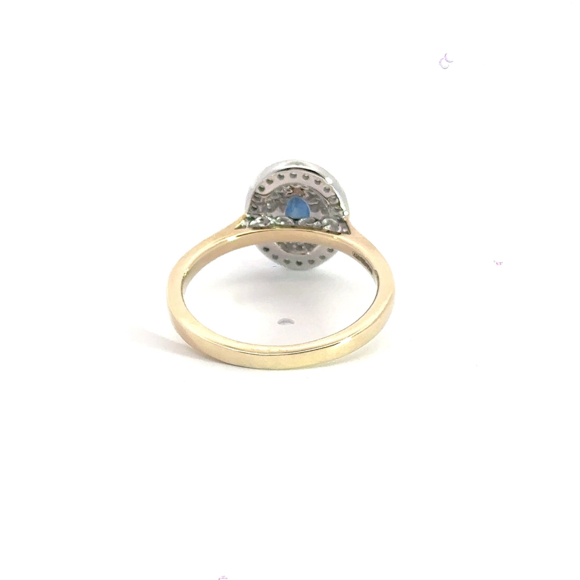 9CT Yellow Gold Diamond Sapphire Oval Halo Ring Aces Jewellers 