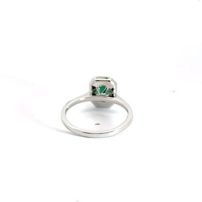 9CT White Gold Emerald Diamond Ring Halo Aces Jewellers 