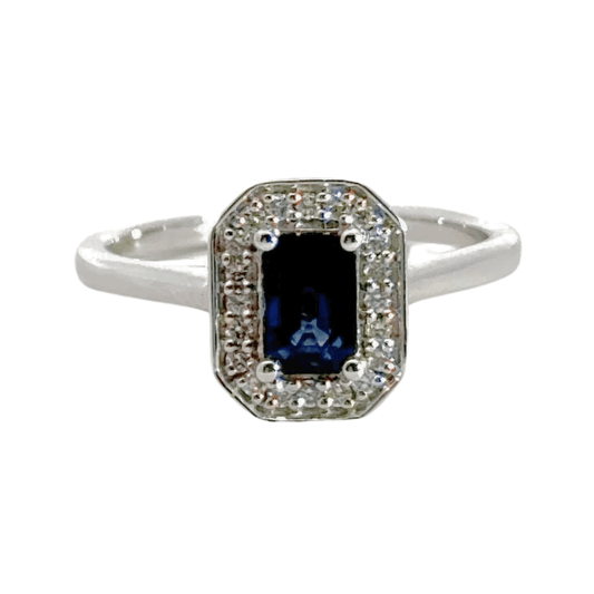 9CT White Gold Sapphire Diamond Ring Aces Jewellers 