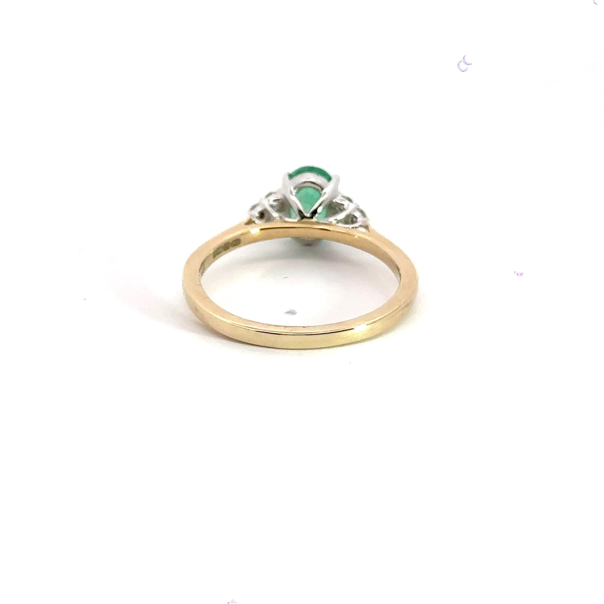 9CT Yellow Gold Solitaire Trilogy Emerald Diamond Ring Aces Jewellers 