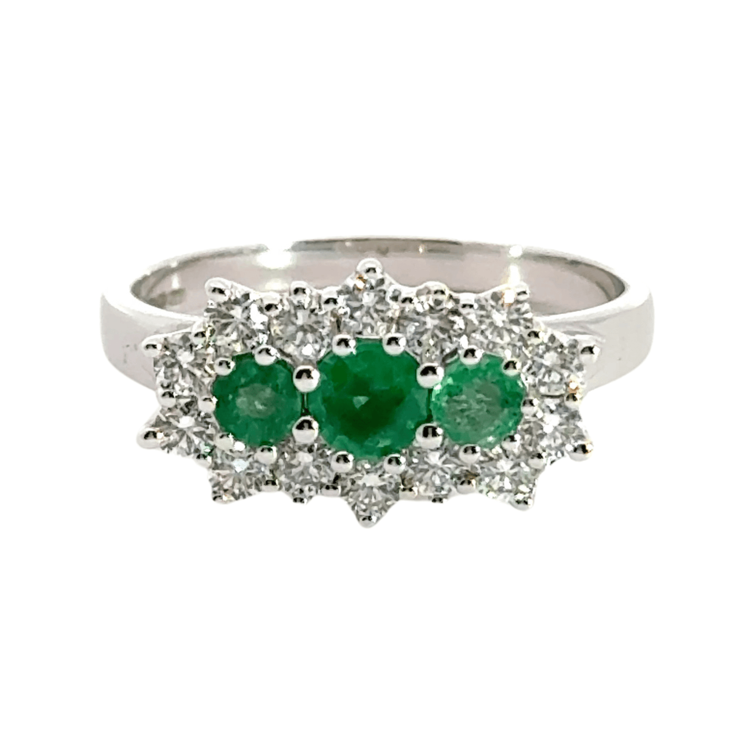 9CT White Gold Trilogy Cluster Diamond Ring Aces Jewellers