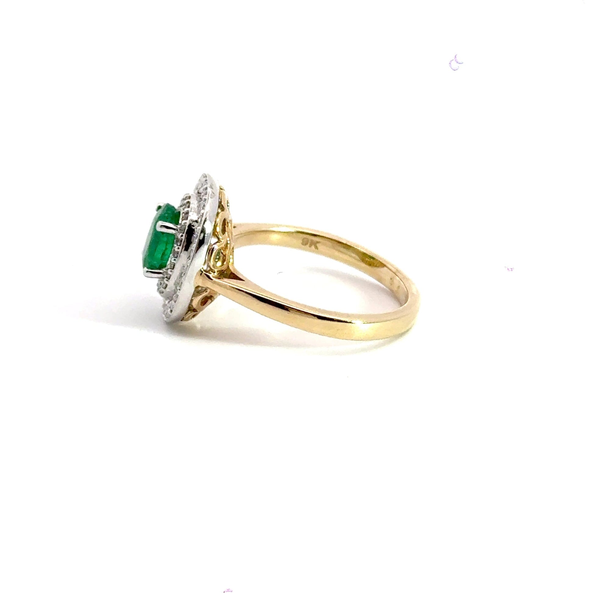 9CT Yellow Gold Ring Diamond Emerald Aces Jewellers 