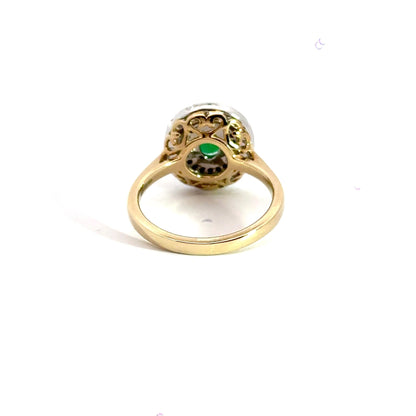 9CT Yellow Gold Ring Diamond Emerald Aces Jewellers 