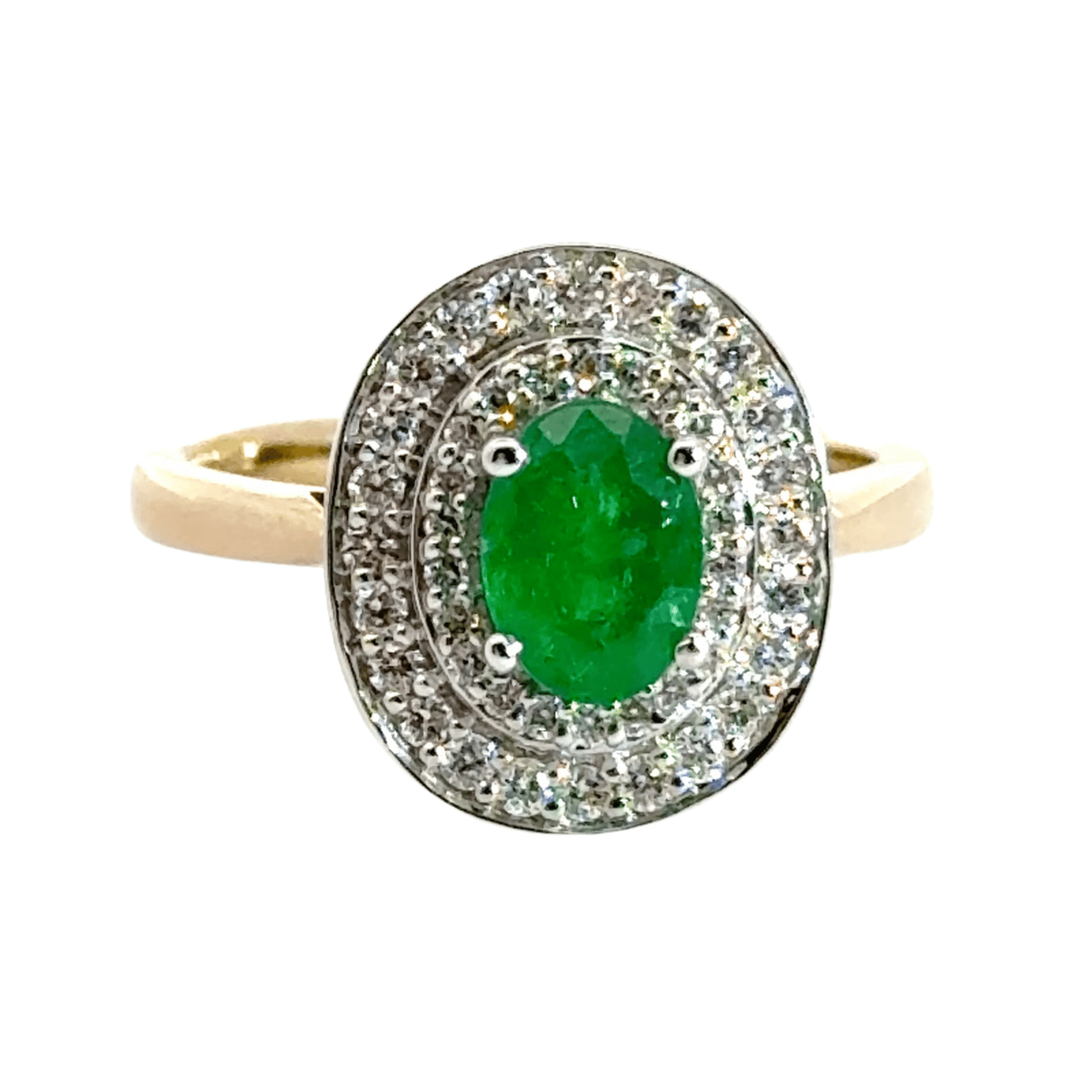 9CT Yellow Gold Ring Diamond Emerald Aces Jewellers 