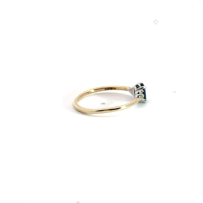 9CT Yellow Gold Solitaire Sapphire Diamond Ring Aces Jewellers 