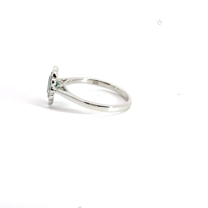 9CT White Gold Oval Ring Emerald and Diamonds Aces Jewellers 