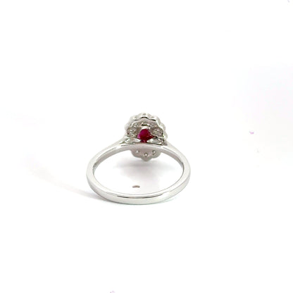 9CT White Gold Oval Ruby Diamond Ring Aces Jewellers 