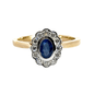 9CT Yellow Gold Oval Diamond Sapphire Halo Ring Aces Jewellers 