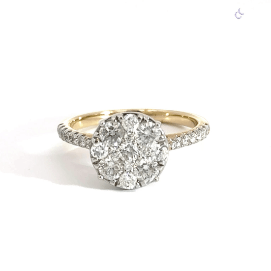 9CT Yellow Gold Round Cluster Diamond Ring Aces Jewellers 