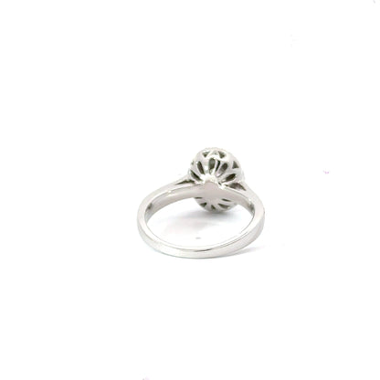 9CT White Gold Oval Halo Diamond Ring Aces Jewellers 