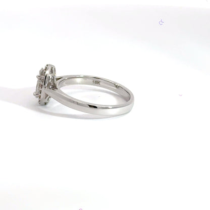18CT White Gold Diamond Oval Halo Ring Aces Jewellers 