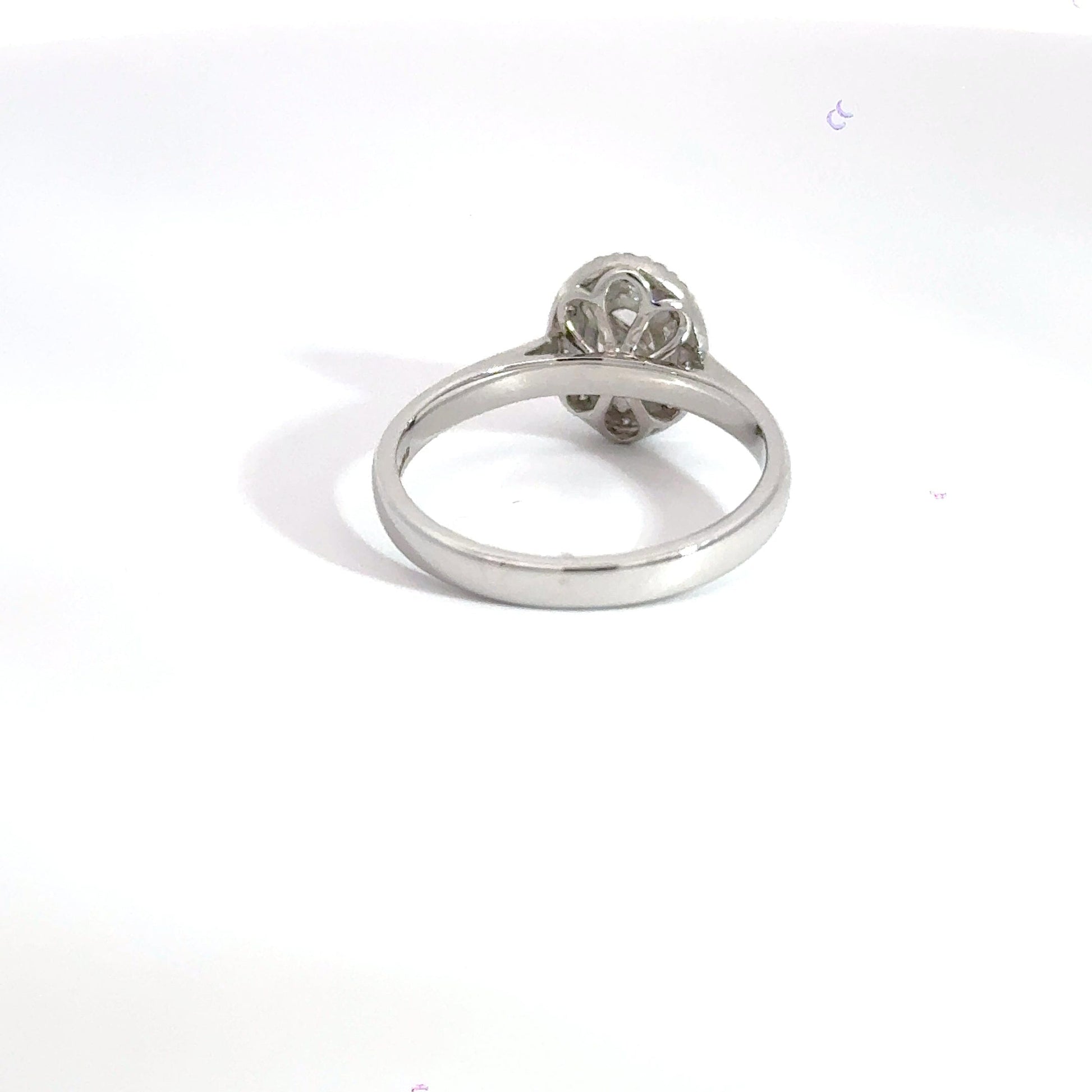 18CT White Gold Diamond Oval Halo Ring Aces Jewellers 
