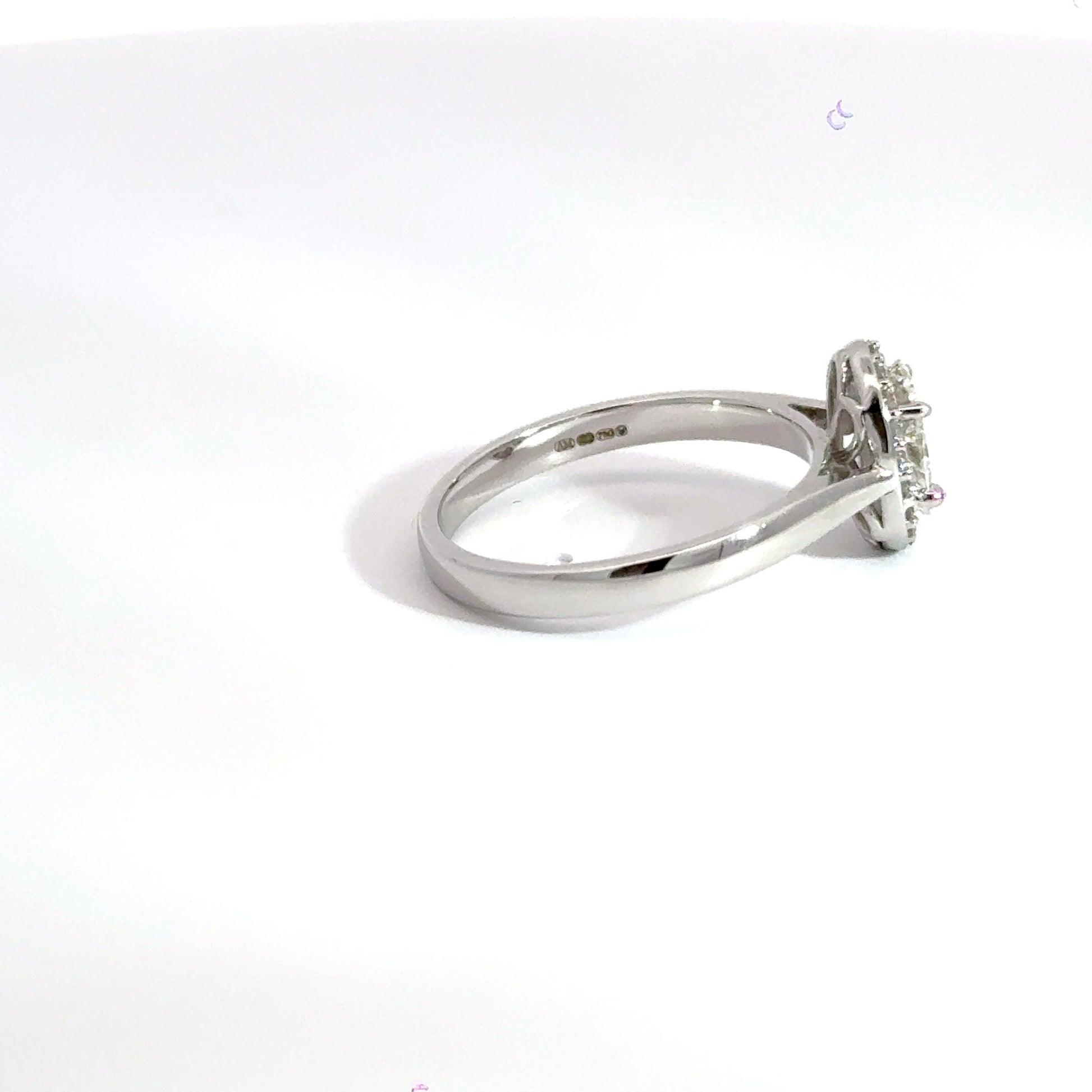 18CT White Gold Diamond Oval Halo Ring Aces Jewellers 