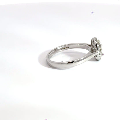 18CT White Gold Diamond Oval Halo Ring Aces Jewellers 
