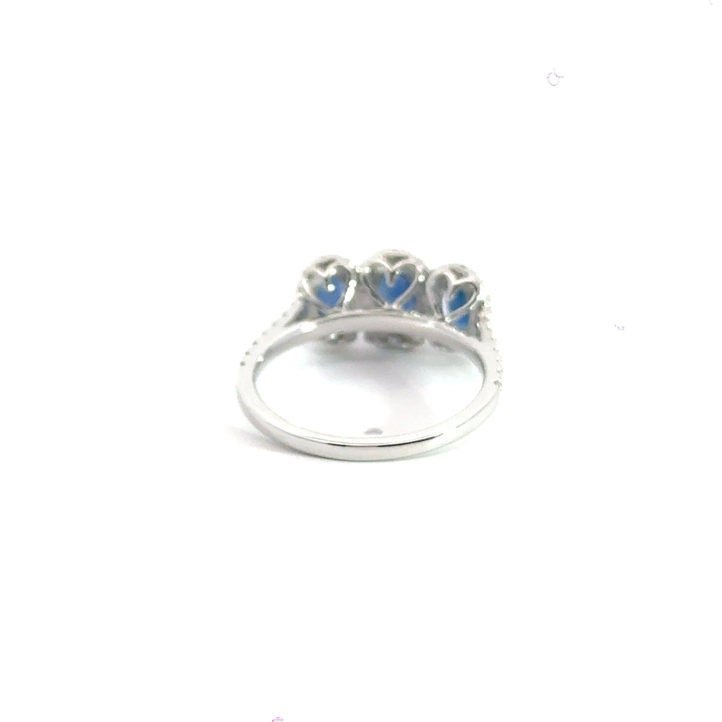 9CT White Gold Sapphire Diamond Halo Trilogy Ring Aces Jewellers 