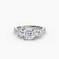 Three-Stone with Pavé Band setting Aces Jewellers 9K White Gold Asscher 
