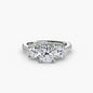 Three-Stone with Pavé Band setting Aces Jewellers 9K White Gold Cushion 