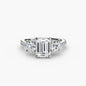 Three-Stone with Pavé Band setting Aces Jewellers 9K White Gold Emerald 