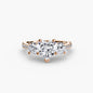 Three-Stone with Pavé Band setting Aces Jewellers 9K Rose Gold Heart 