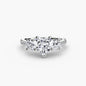 Three-Stone with Pavé Band setting Aces Jewellers 9K White Gold Heart 