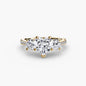 Three-Stone with Pavé Band setting Aces Jewellers 9K Yellow Gold Heart 