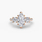 Three-Stone with Pavé Band setting Aces Jewellers 9K Rose Gold Marquise 