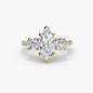 Three-Stone with Pavé Band setting Aces Jewellers 9K Yellow Gold Marquise 