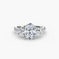Three-Stone with Pavé Band setting Aces Jewellers 9K White Gold Oval 