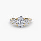 Three-Stone with Pavé Band setting Aces Jewellers 9K Yellow Gold Oval 