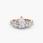Three-Stone with Pavé Band setting Aces Jewellers 9K Rose Gold Pear 