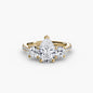 Three-Stone with Pavé Band setting Aces Jewellers 9K Yellow Gold Pear 