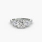 Three-Stone with Pavé Band setting Aces Jewellers 9K White Gold Princess 