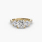 Three-Stone with Pavé Band setting Aces Jewellers 9K Yellow Gold Princess 