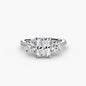 Three-Stone with Pavé Band setting Aces Jewellers 9K White Gold Radiant 