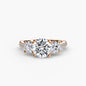 Three-Stone with Pavé Band setting Aces Jewellers 9K Rose Gold Round 