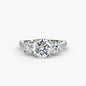 Three-Stone with Pavé Band setting Aces Jewellers 9K White Gold Round 