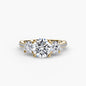 Three-Stone with Pavé Band setting Aces Jewellers 9K Yellow Gold Round 