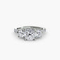 Three-Stone with Pavé Band 3 setting Aces Jewellers 9K White Gold Cushion 