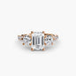 Three-Stone with Pavé Band 3 setting Aces Jewellers 9K Rose Gold Emerald 