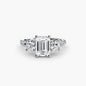 Three-Stone with Pavé Band 3 setting Aces Jewellers 9K White Gold Emerald 