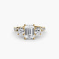 Three-Stone with Pavé Band 3 setting Aces Jewellers 9K Yellow Gold Emerald 