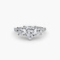 Three-Stone with Pavé Band 3 setting Aces Jewellers 9K White Gold Heart 