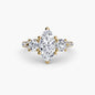 Three-Stone with Pavé Band 3 setting Aces Jewellers 9K Yellow Gold Marquise 