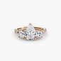 Three-Stone with Pavé Band 3 setting Aces Jewellers 9K Rose Gold Pear 